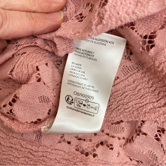 Free People Stacey Lace Blush Crop Puff Sleeve Relaxed Fit Top Size Small - Picture 15 of 15